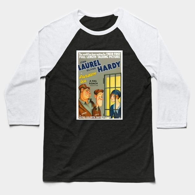 Laurel & Hardy - Pardon Us Baseball T-Shirt by RockettGraph1cs